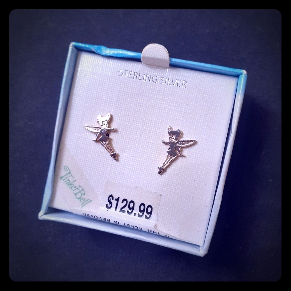Sterling Silver Disney Tinker Bell Stud Earrings